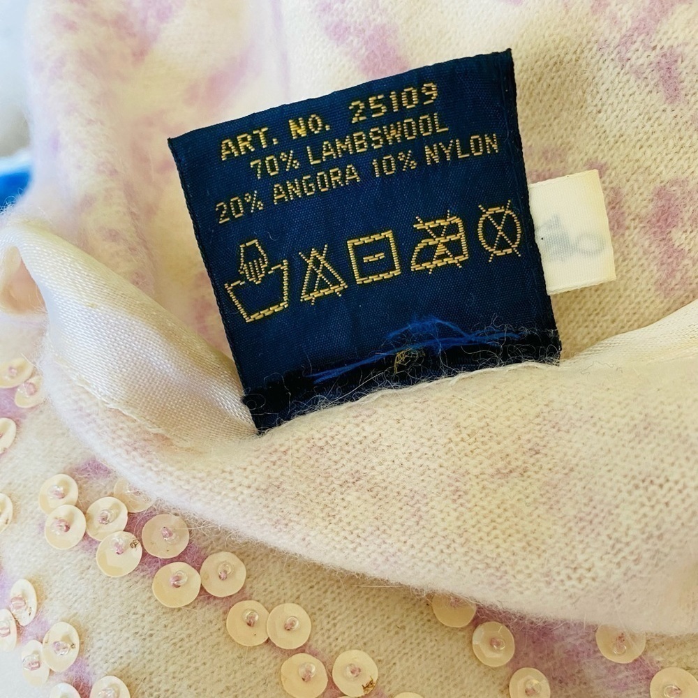 QUEEN OF SABA Vintage Lambswool Angora Blend Sequin Pullover Sweater Size 44 (M) - Picture 11 of 11